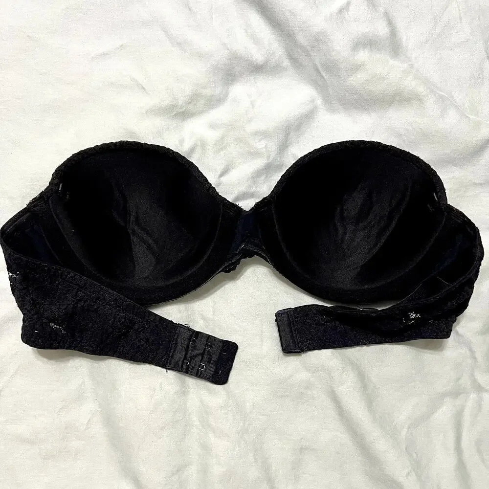 Maidenform Strapless Lightly Lined Bra | Black Lace | 36A